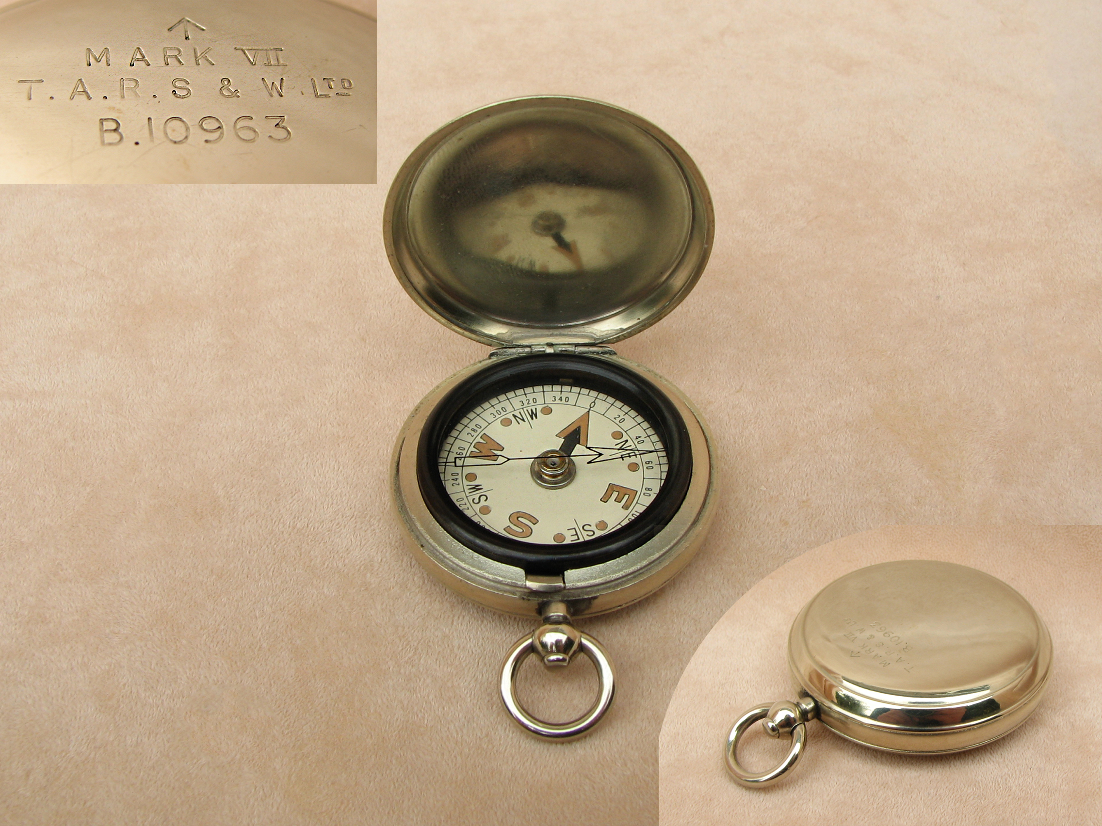 British Army officers Mk VII pocket compass signed T.A.R.S & W Ltd